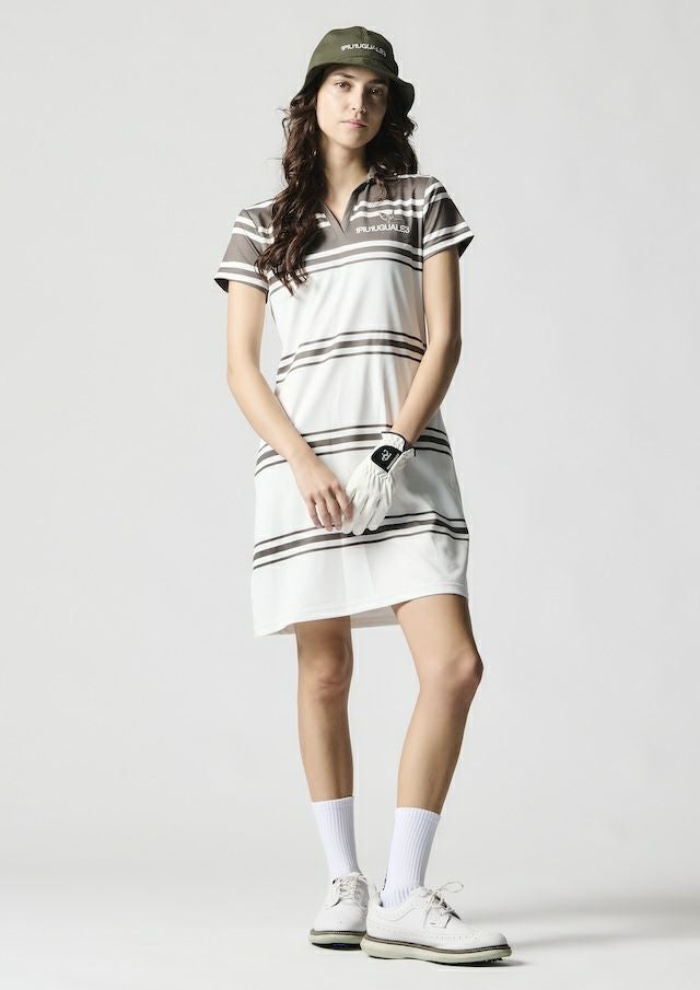 LADIES' 113 GOLF S/S ONE PIECE BORDER |1PIU1UGUALE3(ウノ ピゥ ウノ